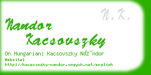 nandor kacsovszky business card